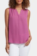 NYDJ Print Pleat Back Sleeveless Split Neck Blouse