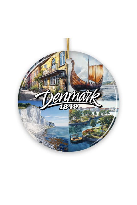 Denmark Viking Heritage Collage Ornament - Version 2