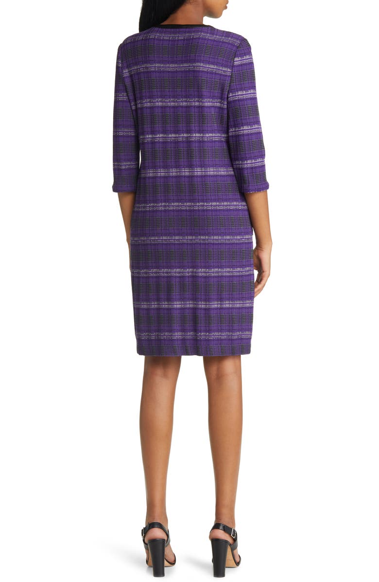 Ming Wang Elbow Sleeve Shift Dress, Alternate, color, 