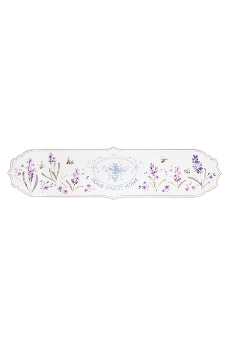Home Sweet Bee Lavender Botanical Floral Door or Wall Sign Decor 8.27" x 31.69", Main, color, Purple