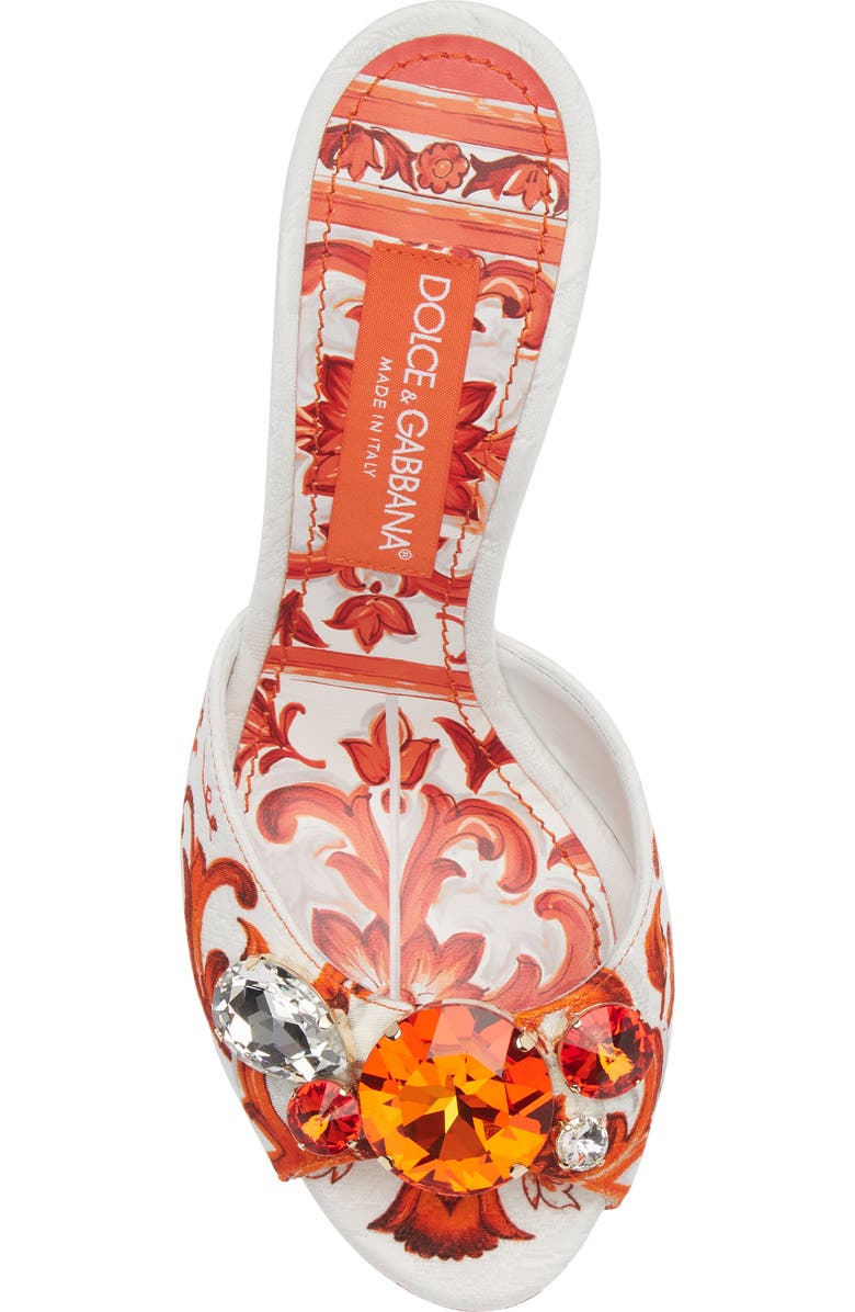 Dolce&Gabbana Keira Majolica Jeweled Slide Sandal, Alternate, color, Ih3tn Maiolica 6 Orange