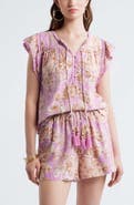 Treasure & Bond Crochet Trim Linen Blend Top