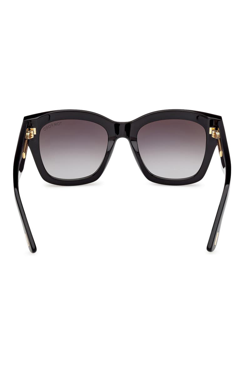 53mm Gradient Butterfly Sunglasses, Alternate, color, BLACK / BAGUETTE / SMOKE LENS