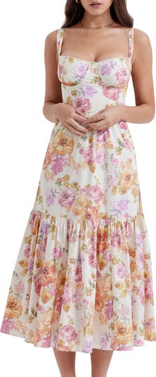 Elia Floral Stretch Cotton Blend Corset Sundress