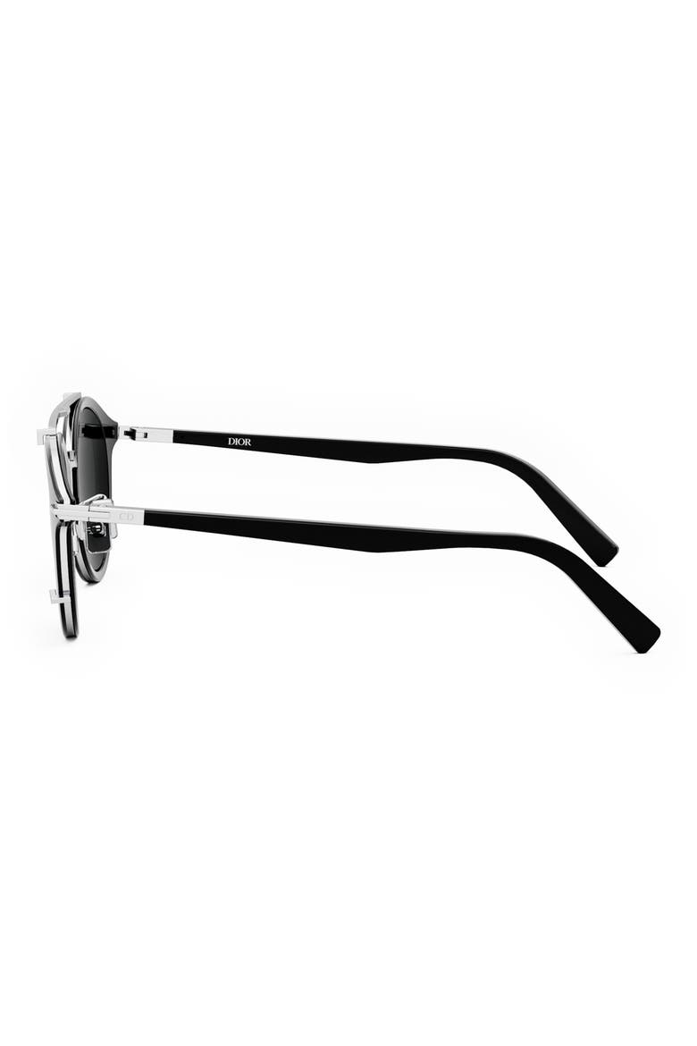 'DiorBlackSuit R7U 50mm Round Sunglasses, Alternate, color, SHINY BLACK / SMOKE