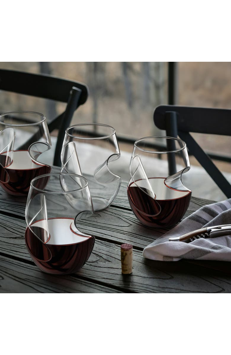 FINAL TOUCH Conundrum Red Wine Glasses, Set of 4, Alternate, color, Clear