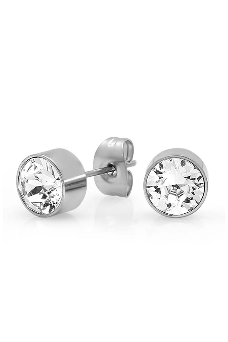 Crystal Bezel Stud Earrings, Alternate, color, TWO TONE