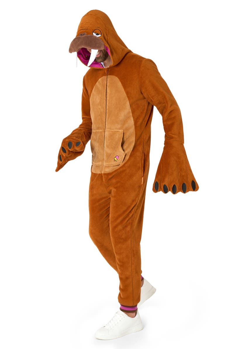OppoSuits Walrus Hooded Fleece Costume Jumpsuit, Main, color, Beige