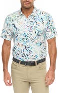 Robert Graham Island Palm Leaf Print Performance Golf Polo