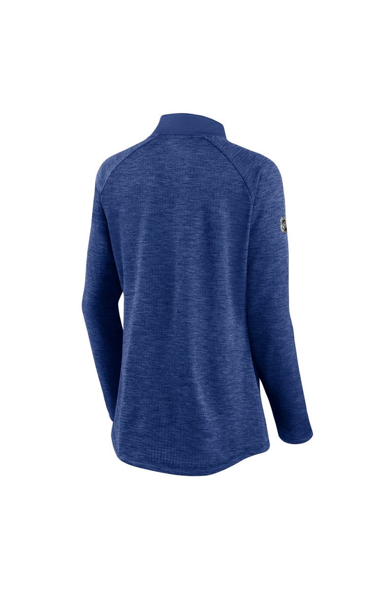 FANATICS Women's Fanatics Branded Blue/Heathered Blue Tampa Bay Lightning Logo Authentic Pro Travel & Training Raglan Quarter-Zip Jacket, Alternate, color, 