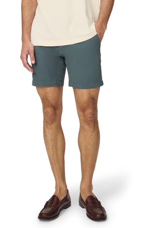 Flat Front Stretch Cotton Twill Chino Shorts