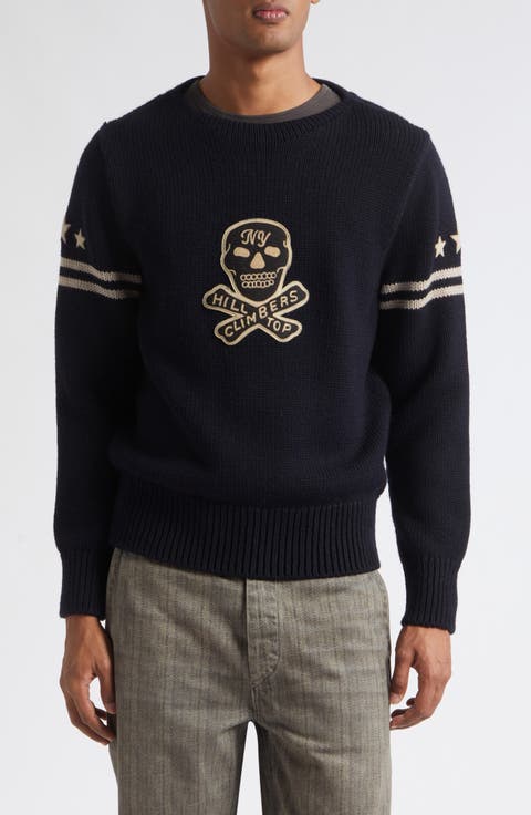 Hilltop Climbers Appliqué Wool Sweater