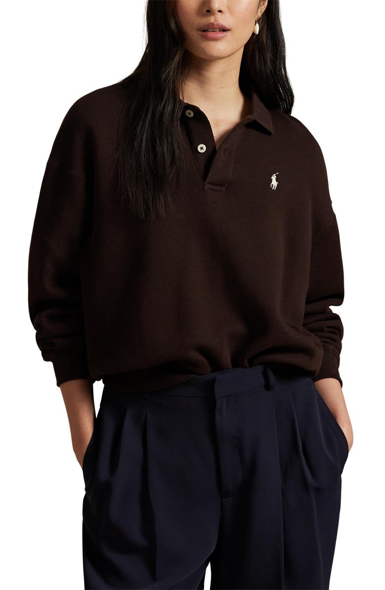 Polo Ralph Lauren Cotton Blend Fleece Polo Sweatshirt, Main, color, 