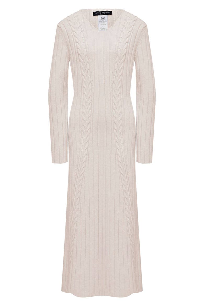 Long Sleeve Mixed Stitch Maternity Midi Sweater Dress, Alternate, color, LIGHT BEIGE