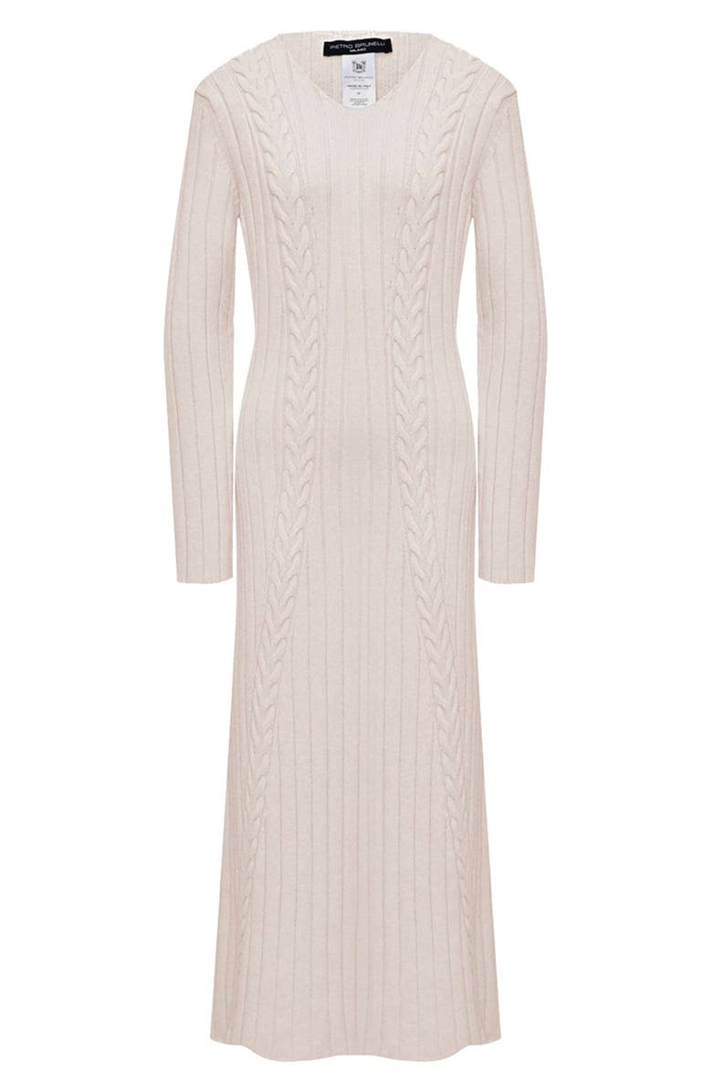 Pietro Brunelli Long Sleeve Mixed Stitch Maternity Midi Sweater Dress, Alternate, color, Light Beige