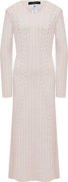 Pietro Brunelli Long Sleeve Mixed Stitch Maternity Midi Sweater Dress