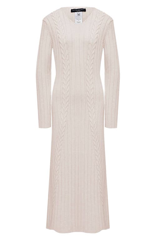 Pietro Brunelli Long Sleeve Mixed Stitch Maternity Midi Sweater Dress In Nude
