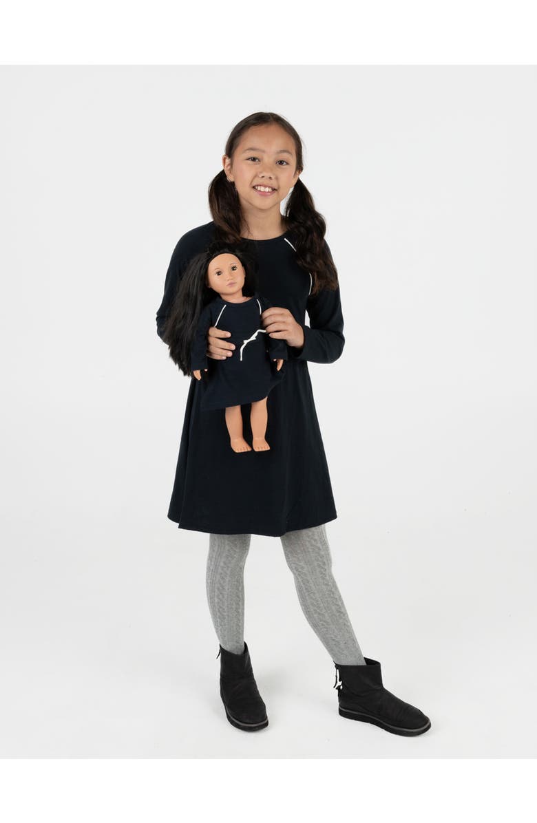 Leveret Girls Bow Tie Dress with Matching Doll Dress, Main, color, Navy