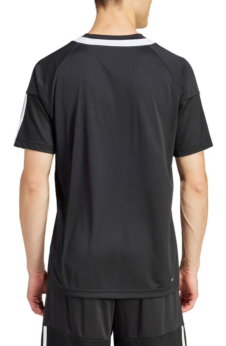 adidas Sereno 3-Stripes AEROREADY T-Shirt, Alternate, color, Black/ White