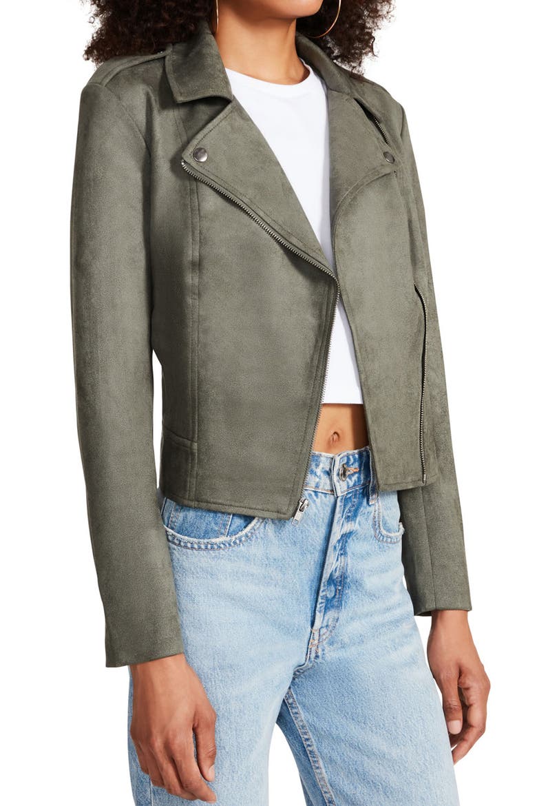 BB DAKOTA BY STEVE MADDEN Not Your Baby Faux Suede Jacket, Alternate, color, SURPLUS GREEN