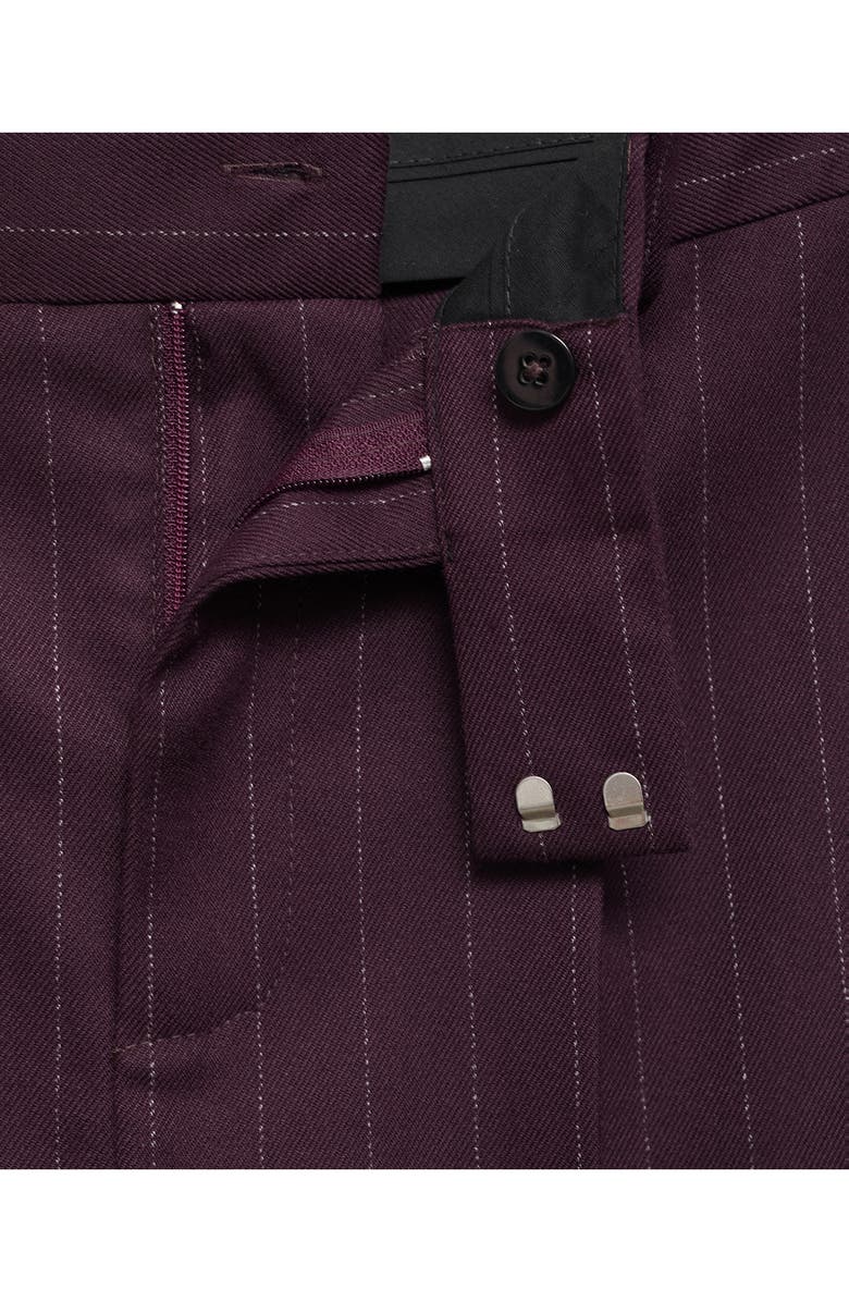 MANGO Pleated Pinstripe Pants, Alternate, color, Wine