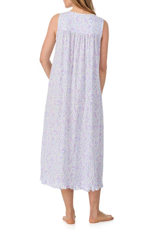 Eileen West Floral Sleeveless Ballet Cotton Lawn Nightgown In White