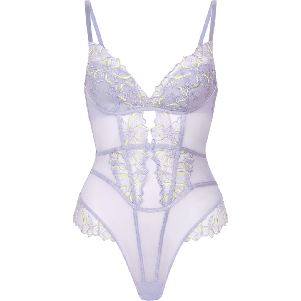 Hunkemoller Hunkemöller Lauren Lace & Mesh Bodysuit In Purple