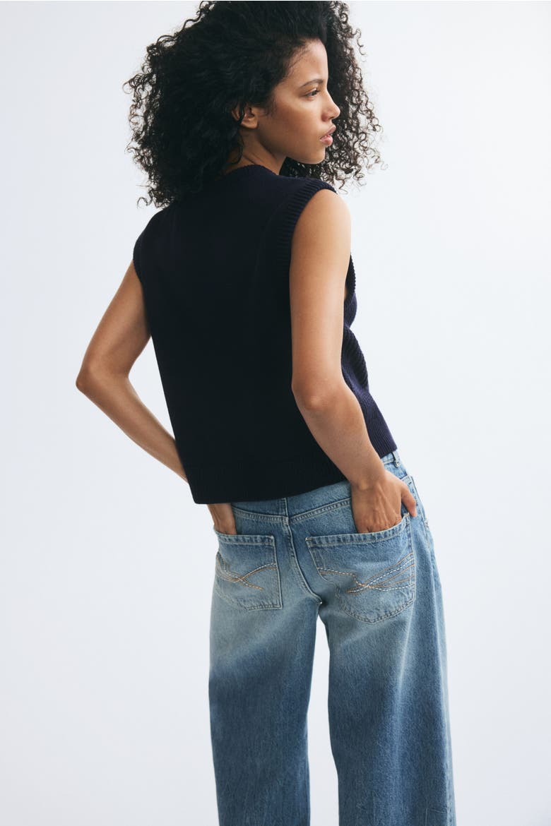 Cable-knit Sweater Vest, Alternate, color, Navy blue