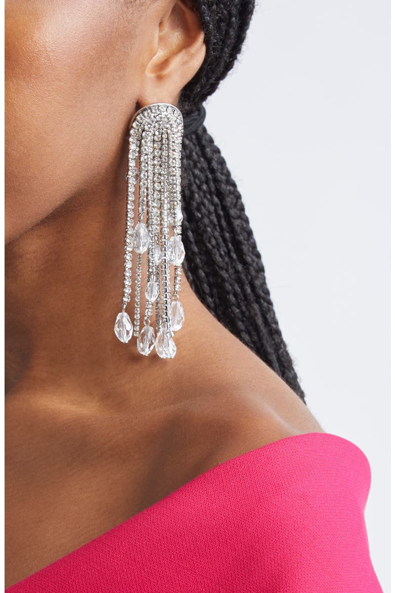 Teardrop Tassle Earrings, Alternate, color, SILVER