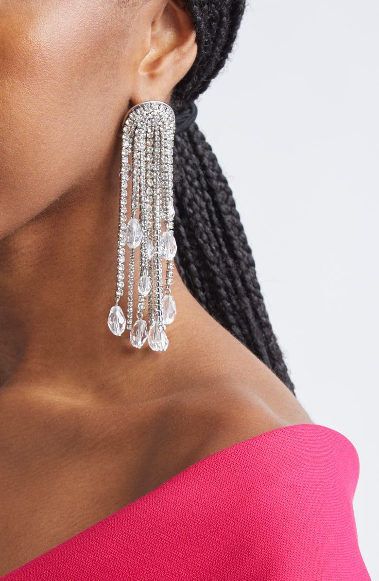 Carolina Herrera Teardrop Tassle Earrings, Alternate, color, Silver