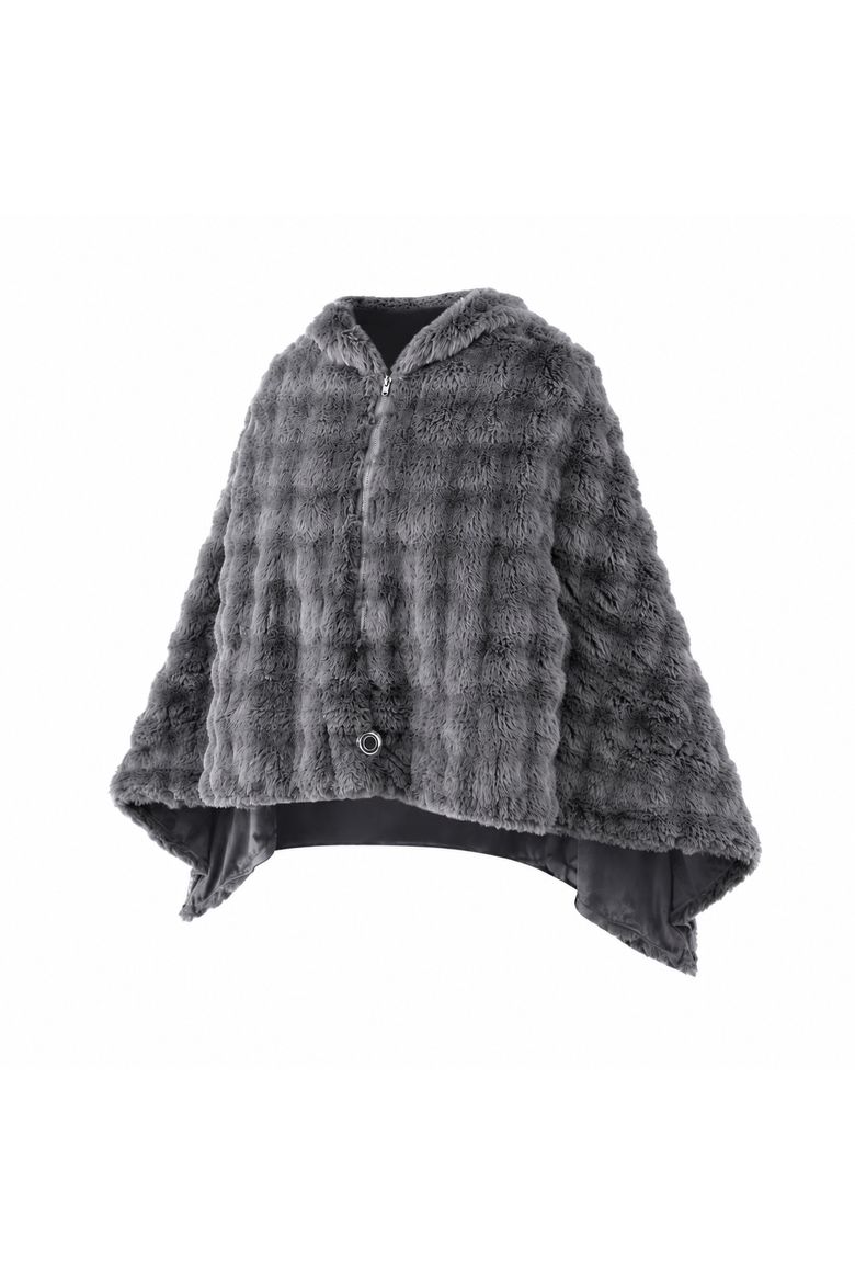 Heated Poncho Shawl, Alternate, color, Grey