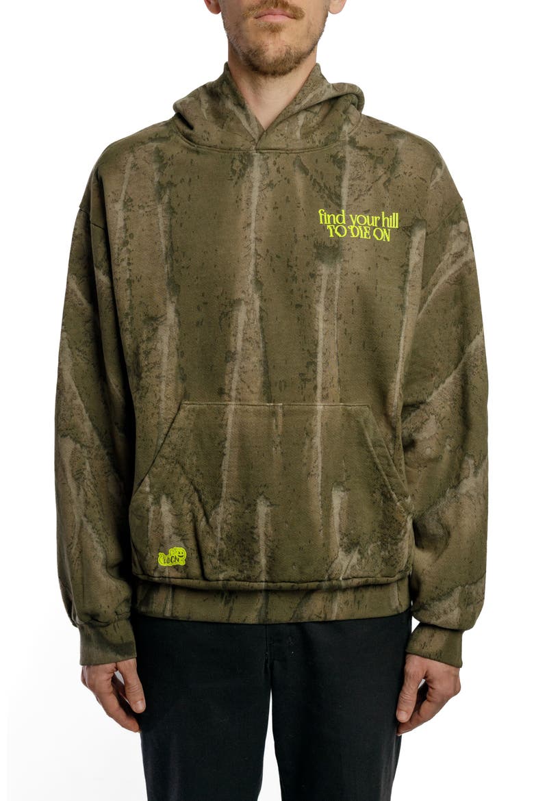 Slalom Possum Drip Dye Heavyweight Hoodie, Alternate, color, Olive