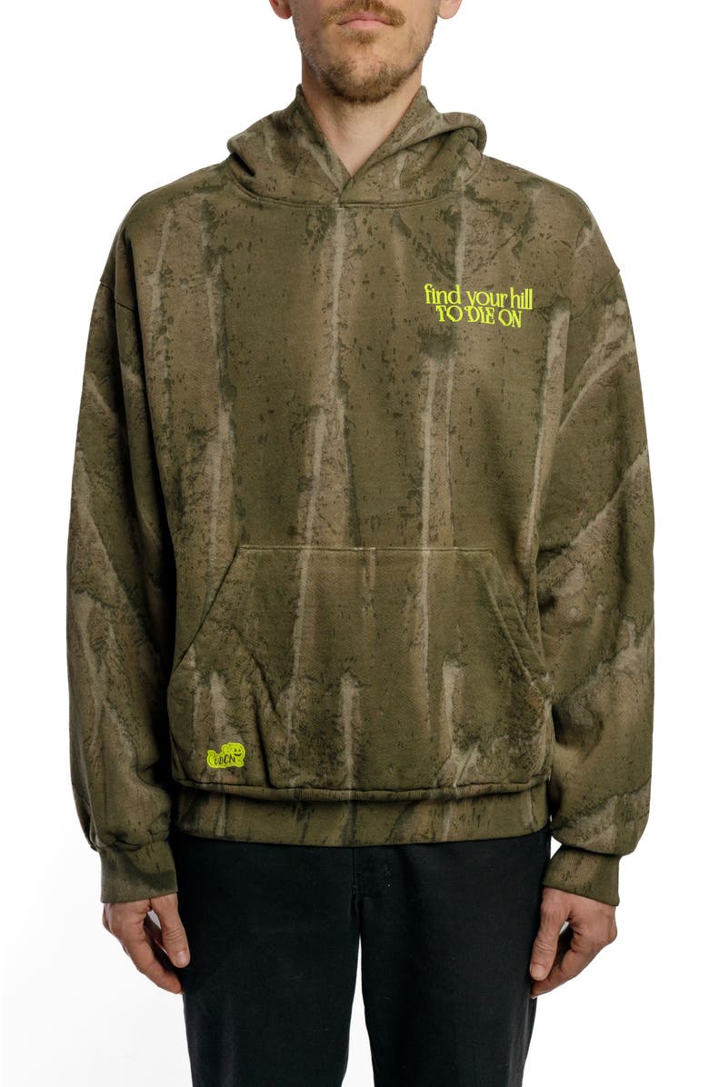 Vardagen Slalom Possum Drip Dye Heavyweight Hoodie, Main, color, Olive