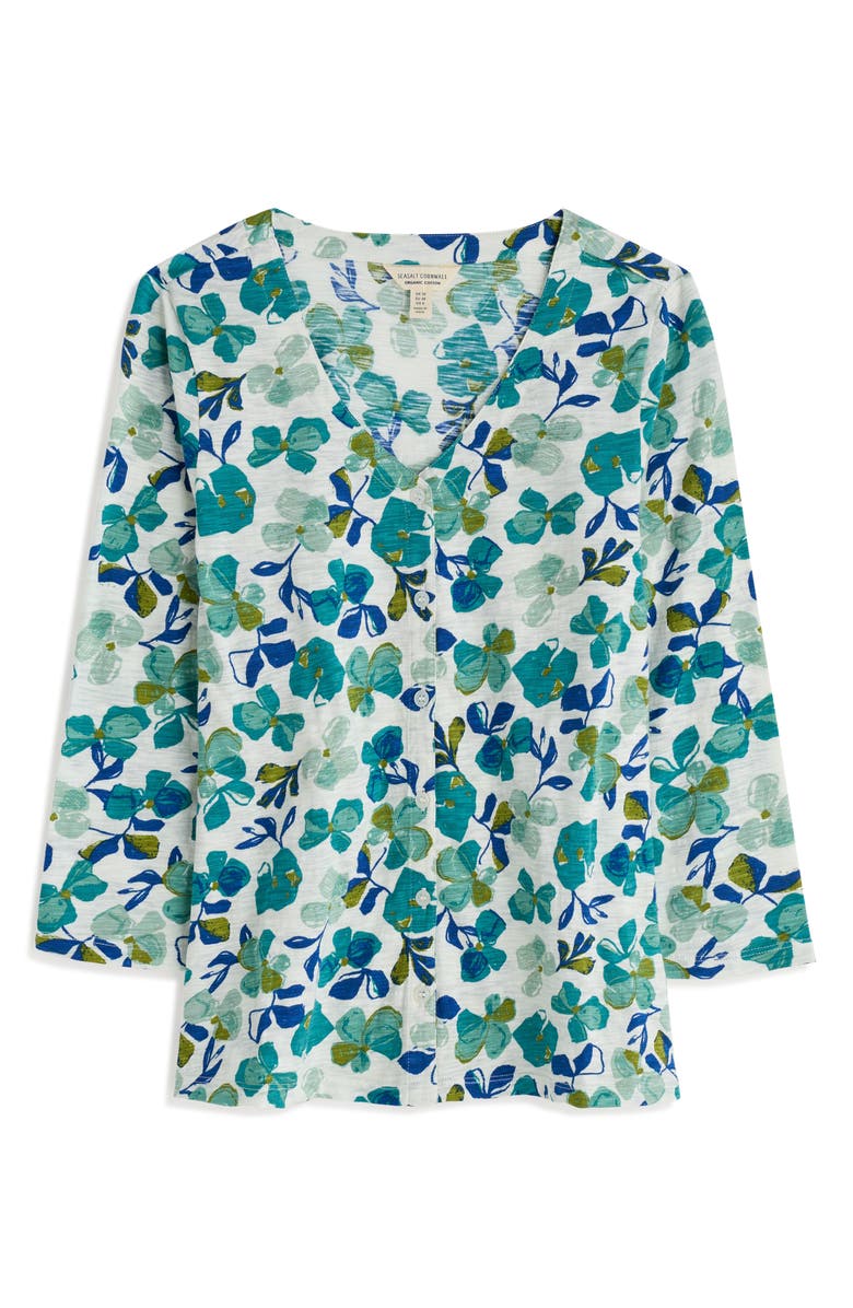 Seasalt Cornwall Studio Glass Organic Cotton Button-Up Top, Alternate, color, Lamorna Bloom Chalk