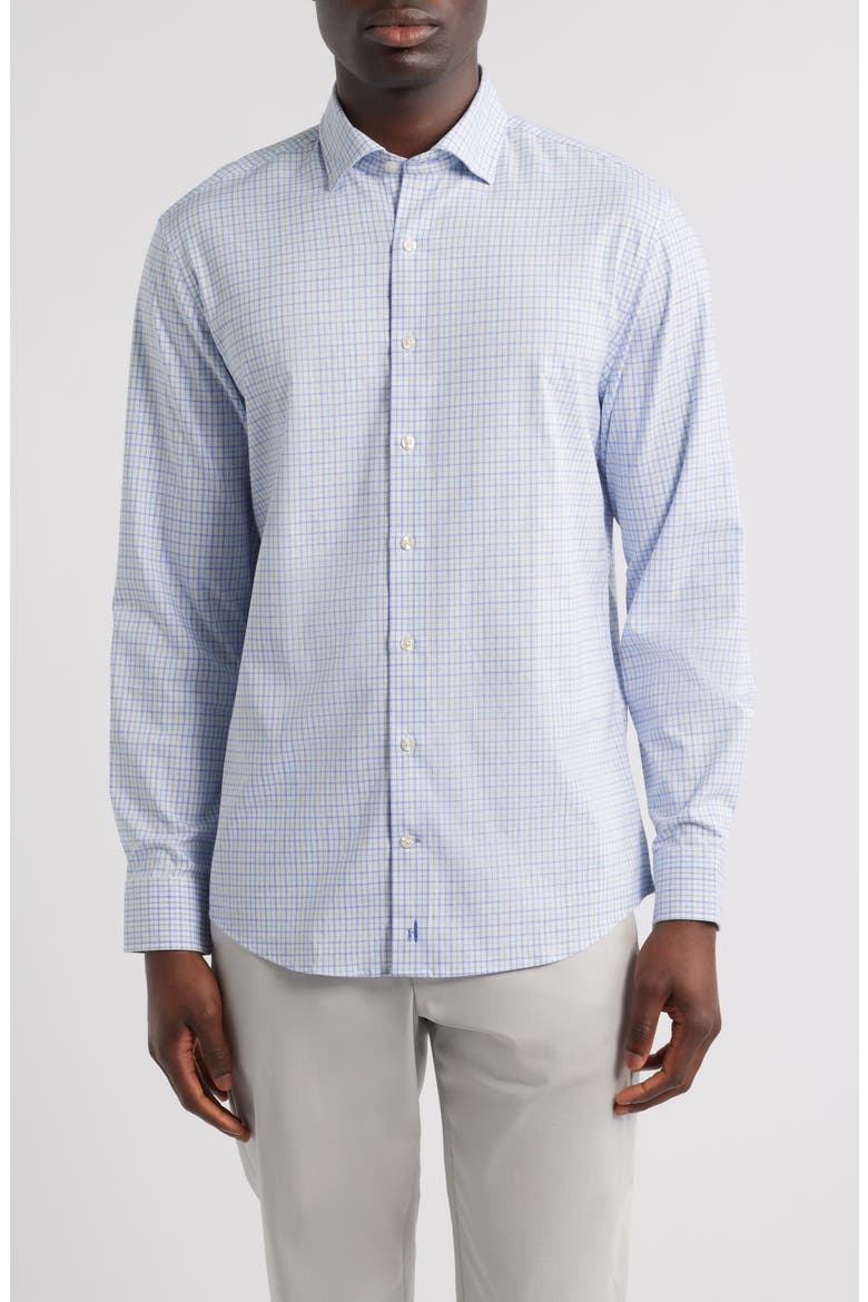 Briney Tattersall Check Everyday Performance Button-Up Shirt, Main, color, THISTLE