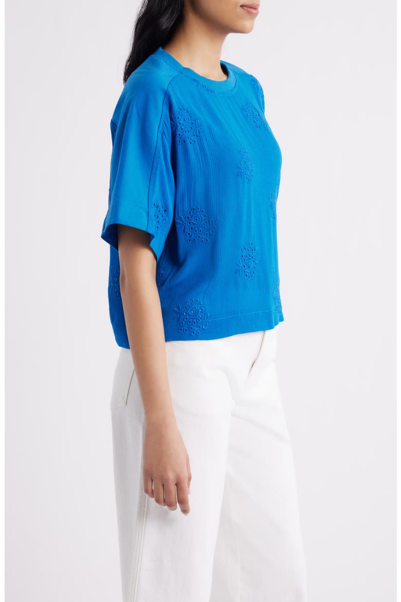 Eyelet Crop T-Shirt, Alternate, color, COBALT