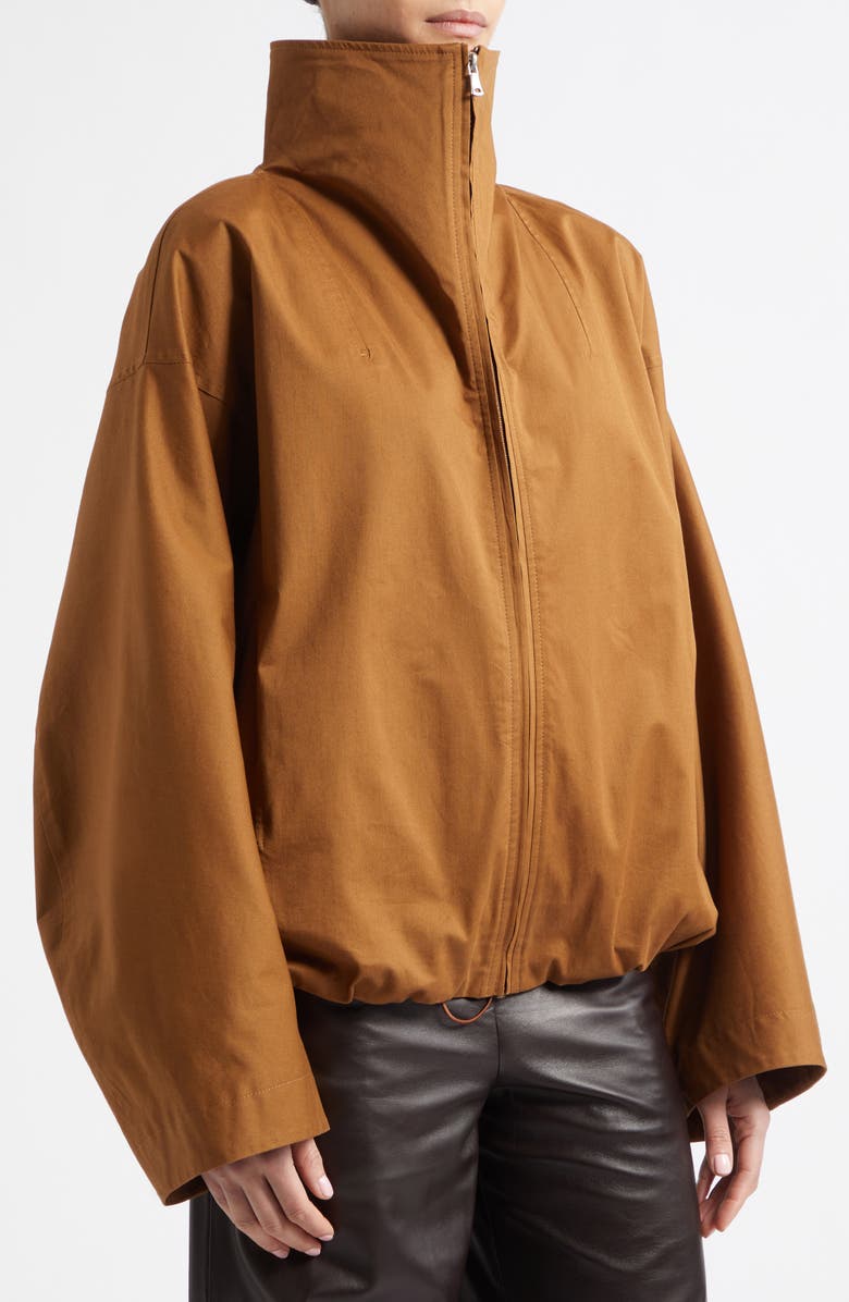 NOUR HAMMOUR François Stretch Cotton Canvas Bomber Jacket, Alternate, color, Camel