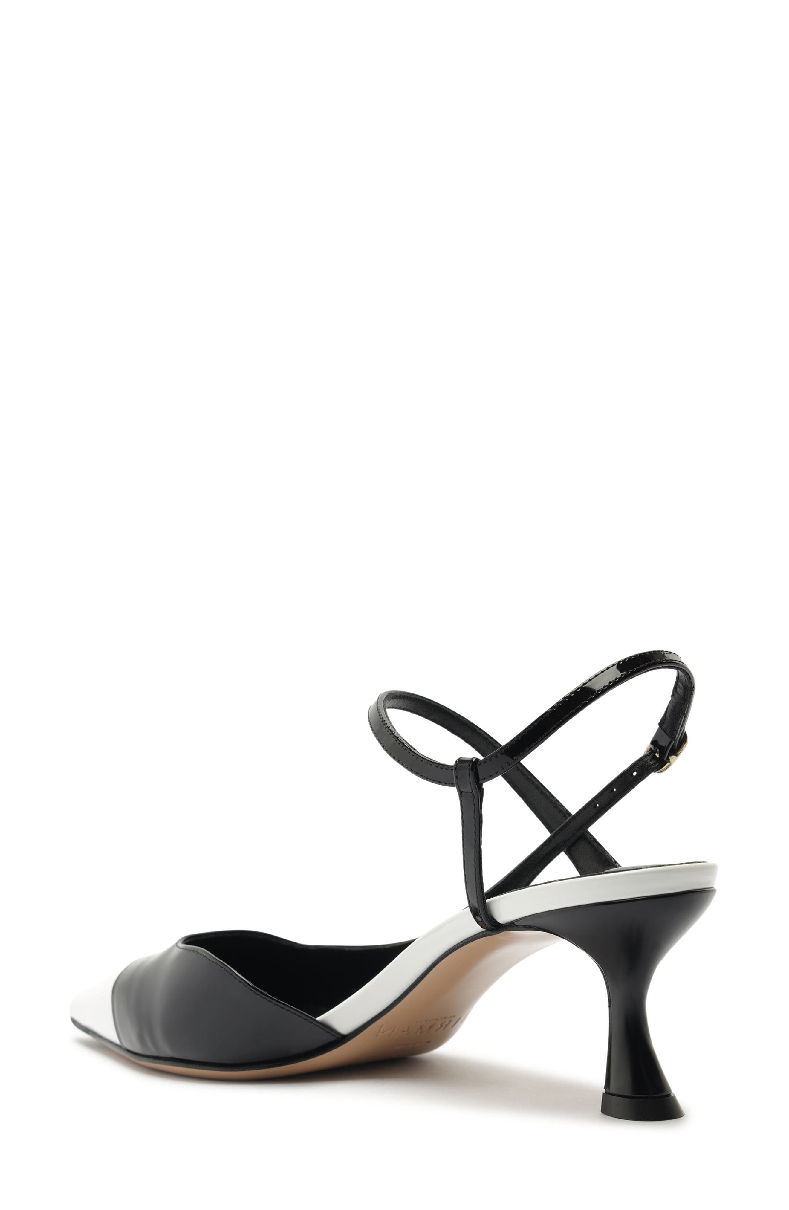 Tita Wrap Leather Cap Toe Slingback Pump, Alternate, color, BLACK/ WHITE