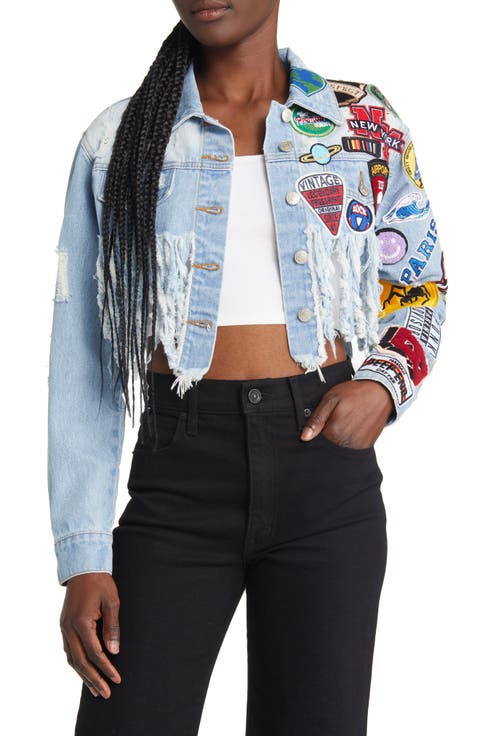 Patch Fringe Denim Jacket