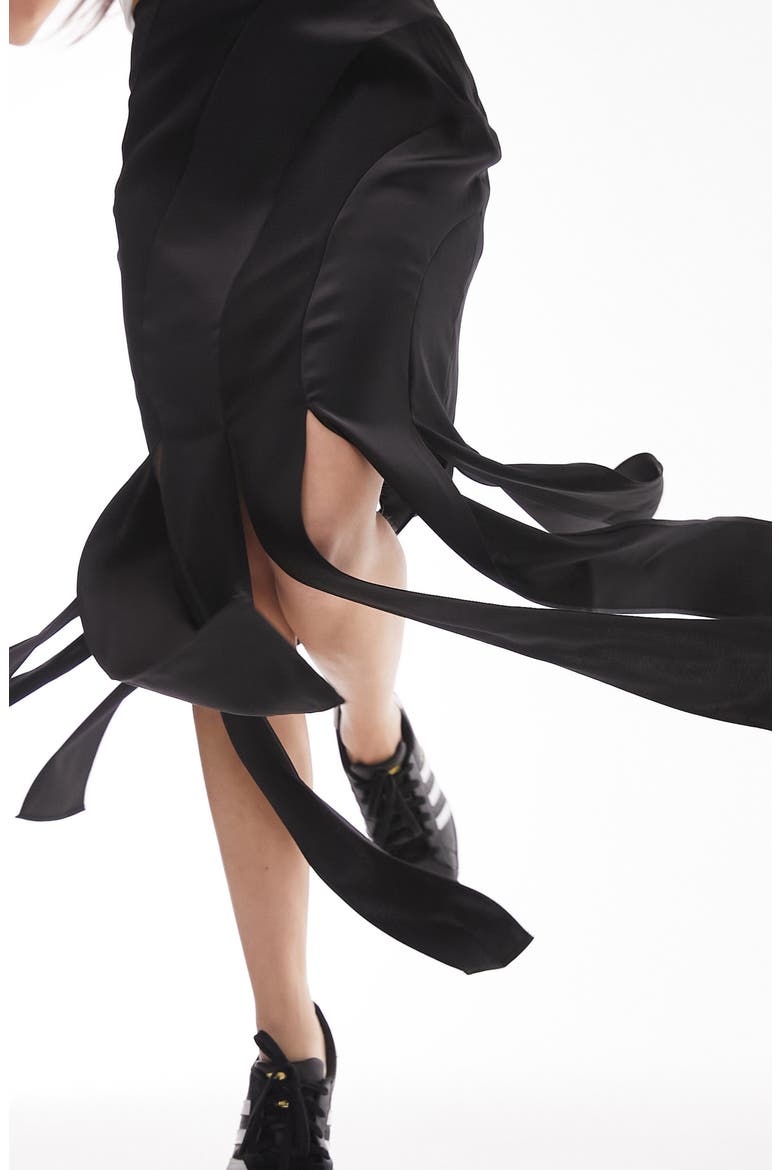 Mix Media Splice Skirt, Alternate, color, BLACK