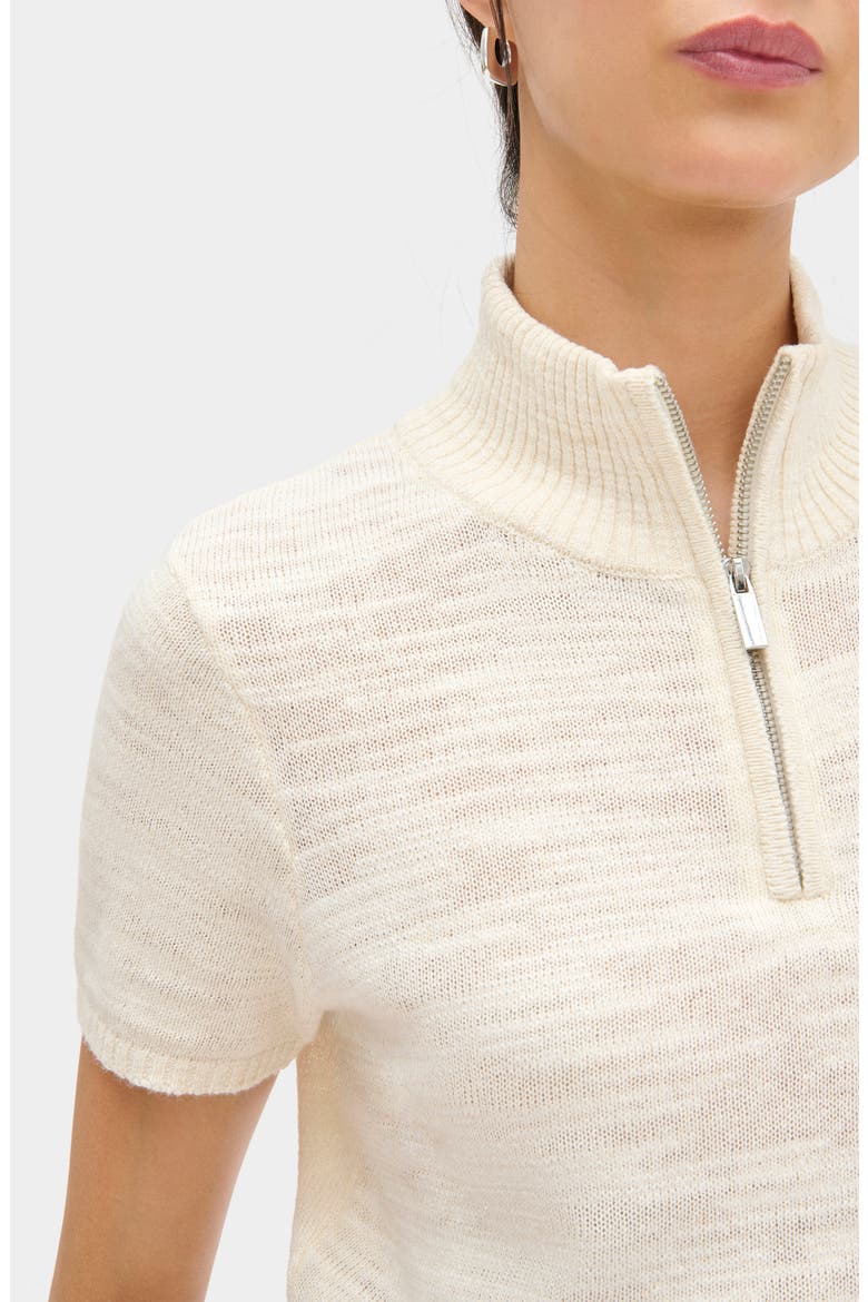 Stevie Half Zip Linen & Organic Cotton Sweater, Alternate, color, ECRU