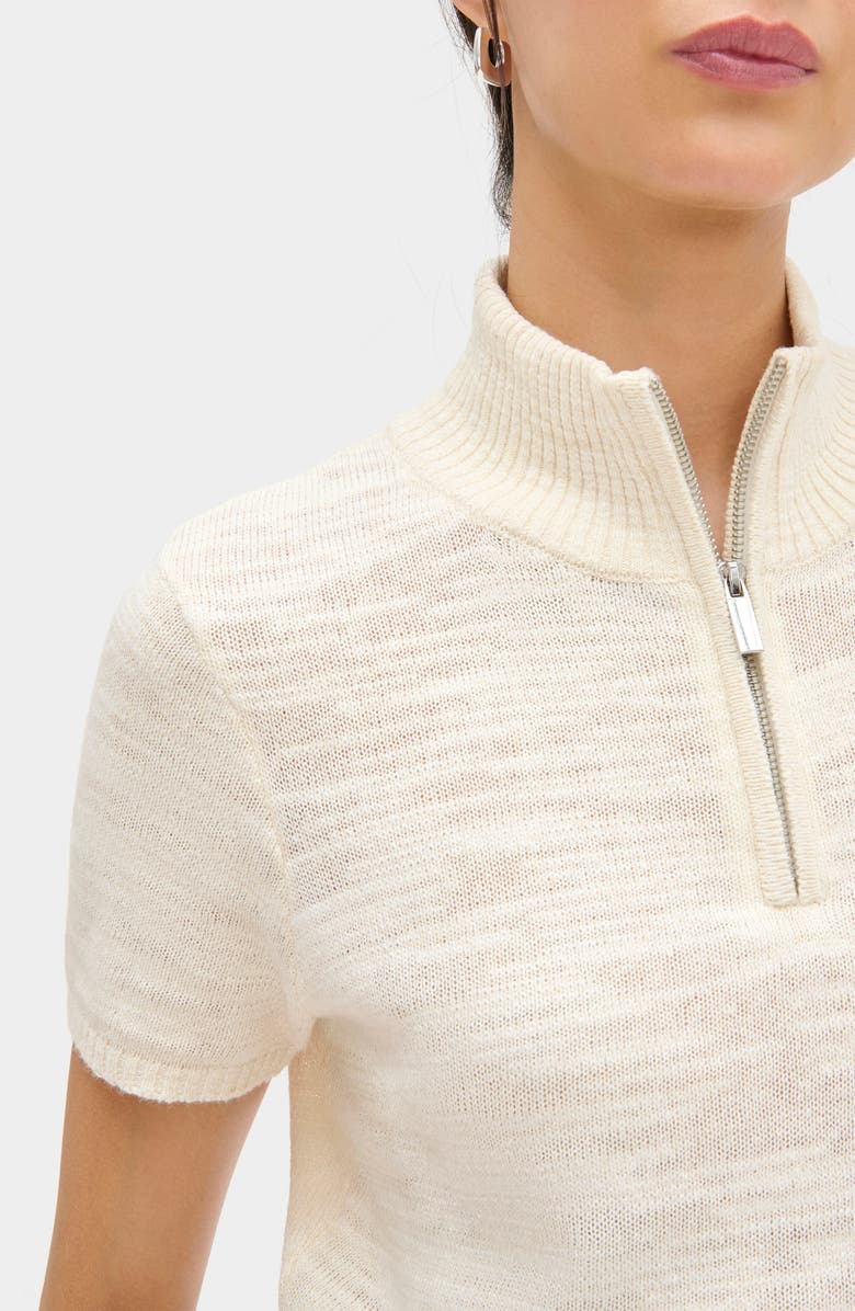 ALIGNE Stevie Half Zip Linen & Organic Cotton Sweater, Alternate, color, Ecru
