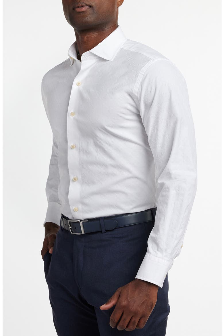Geometric Jacquard Sport Shirt, Main, color, WHITE