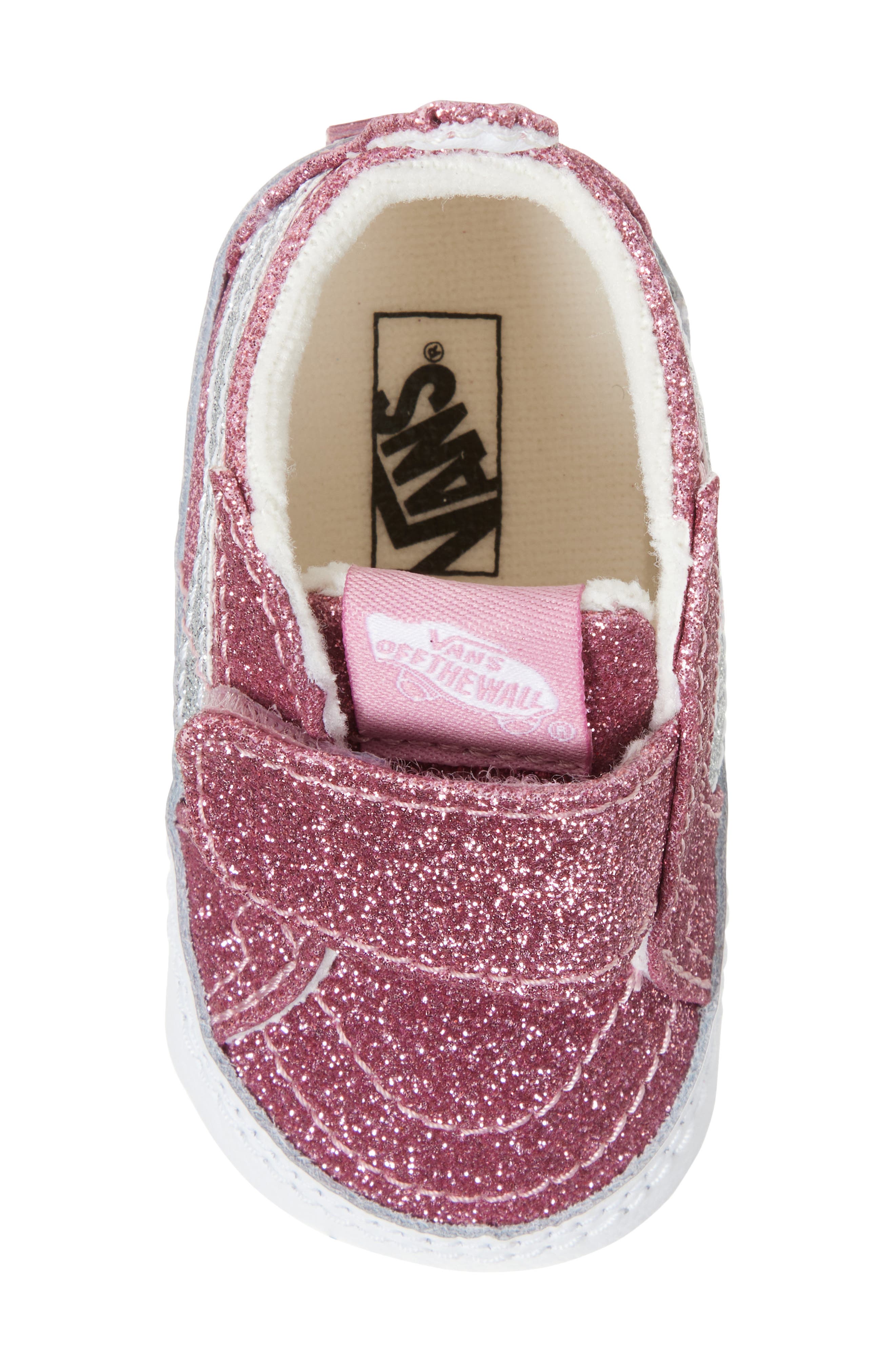 Vans Sk8-Hi Glitter Crib Shoe, Alternate, color, Glitter Pink Dawn