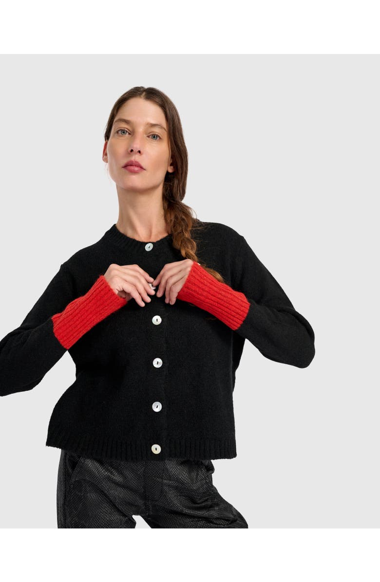 Alembika Blackbird Cardigan, Main, color, Black/Vermillion