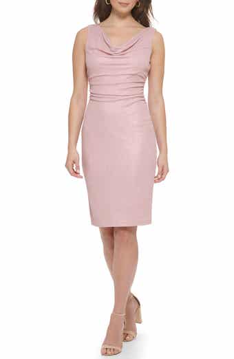 Kensie Shimmer Cowl Neck Sheath Dress