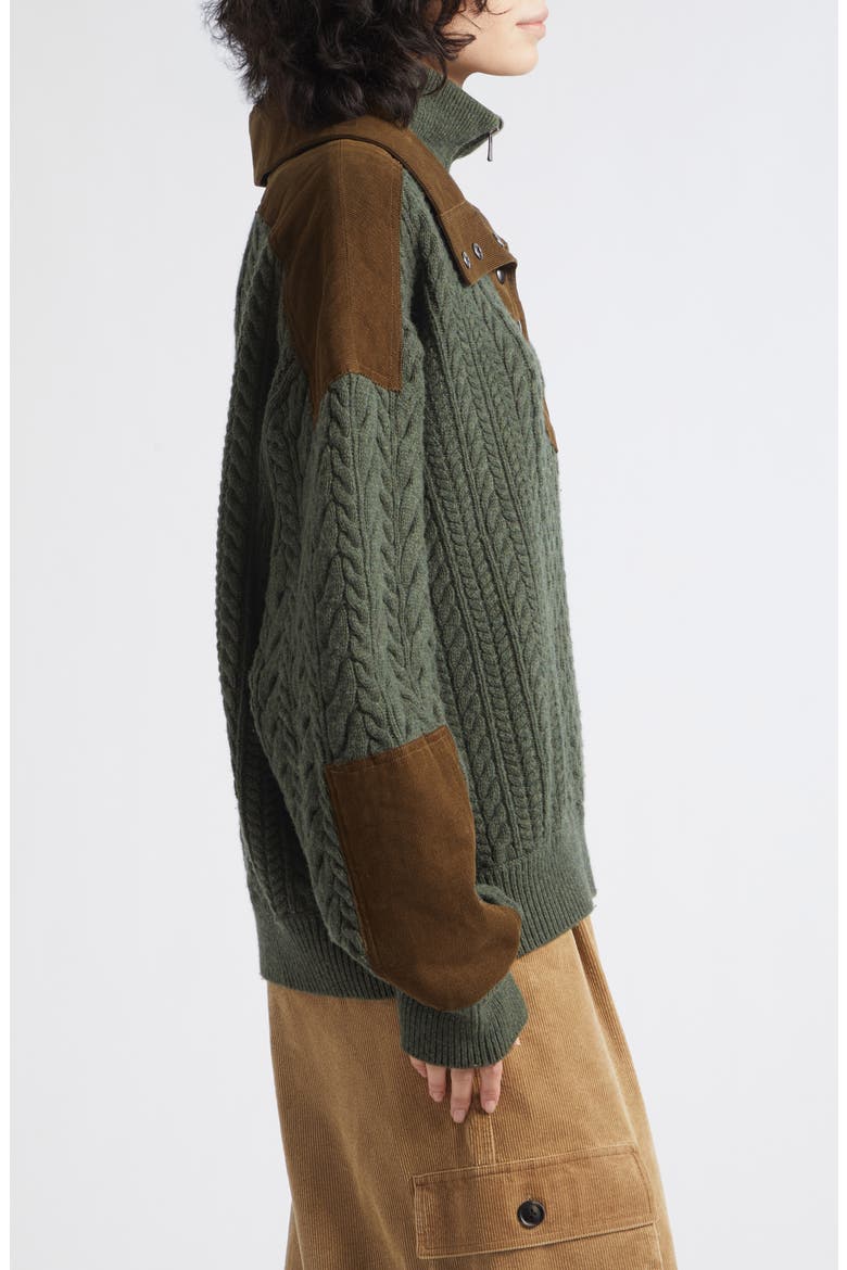 Allen Cable Half Zip Double Layer Sweater, Alternate, color, GREEN