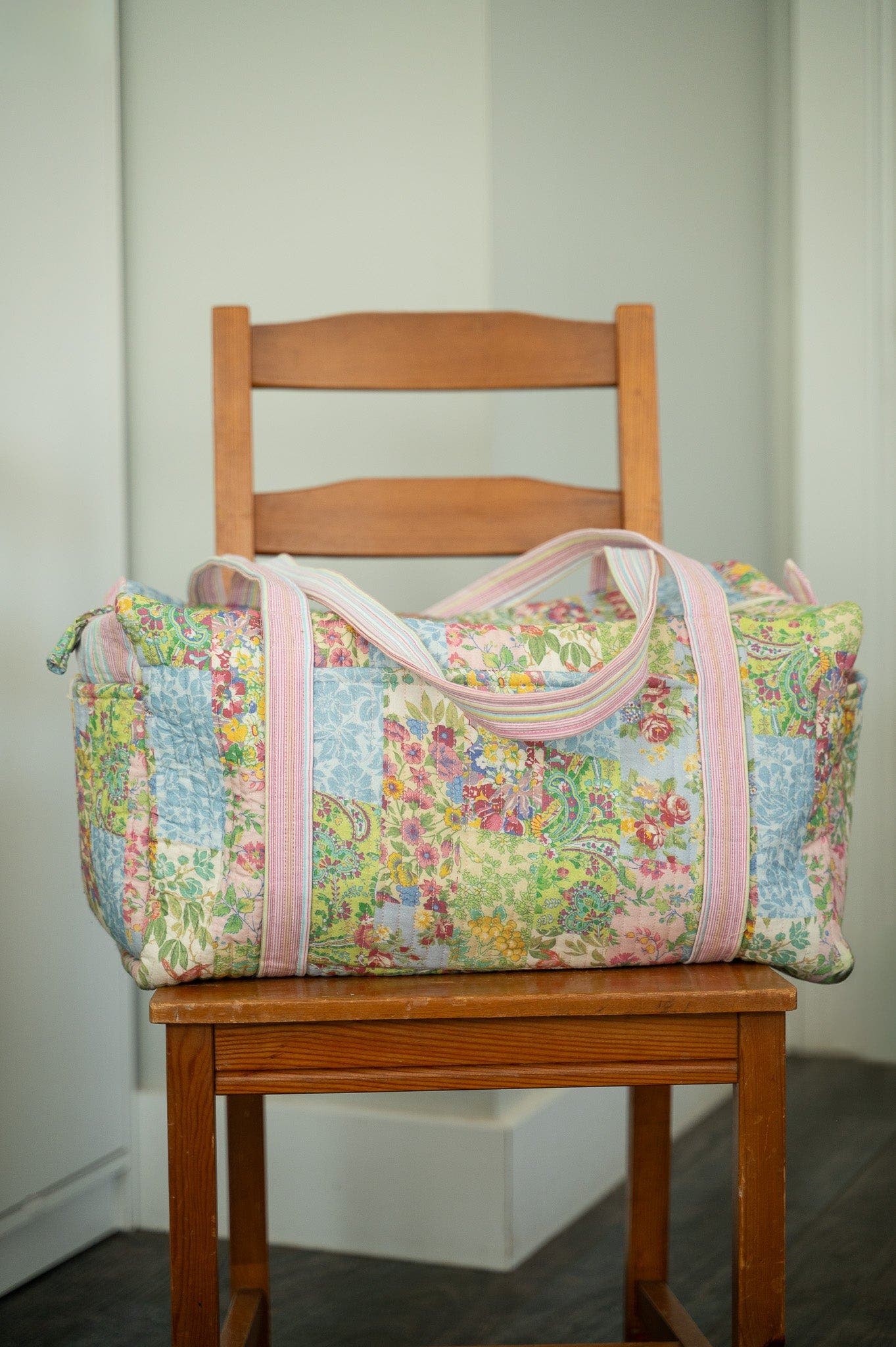 Garden Collage Patchwork Duffle Bag, Alternate, color, Green