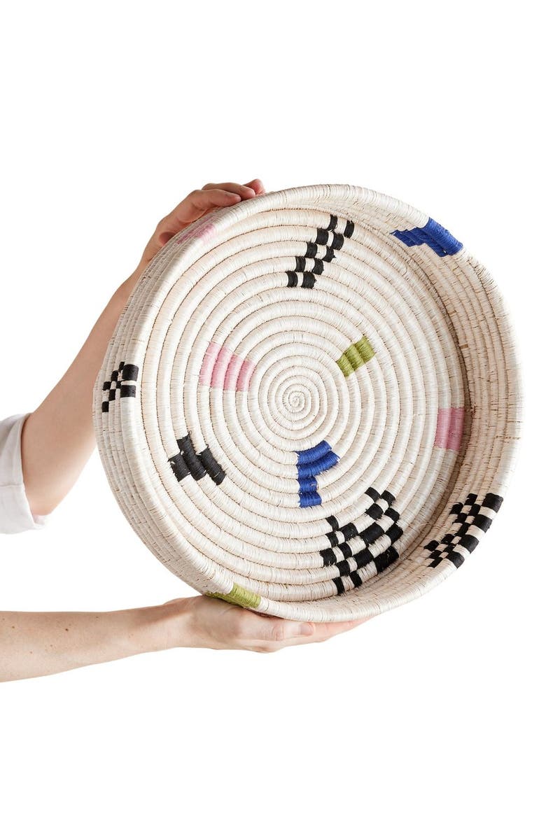 kanju Interiors Mosaic Woven Nesting Tray - Set of 3, Main, color, Natural