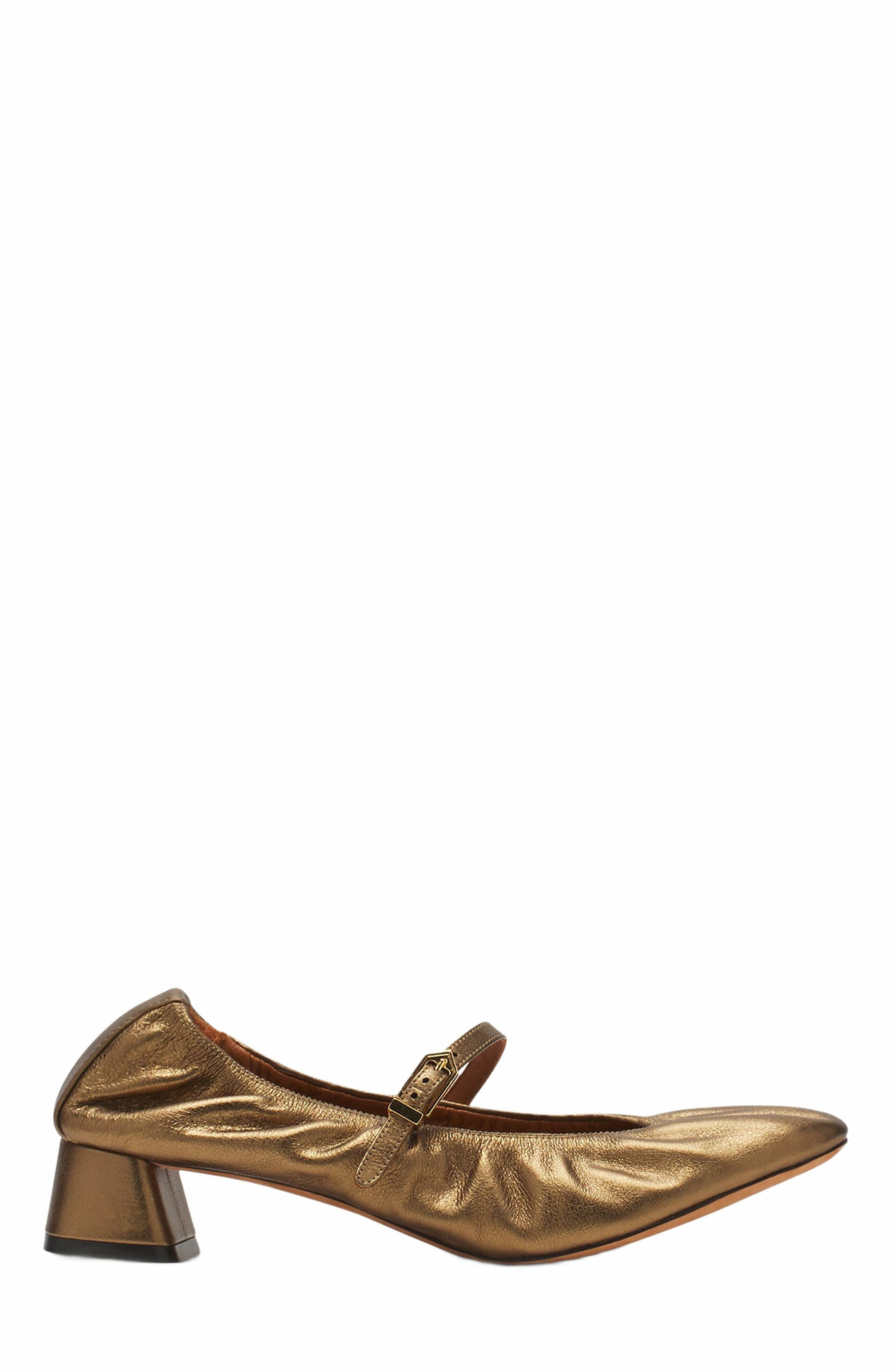 Lanvin Mary Janes With Metallic Leather Heels, Main, color, 
